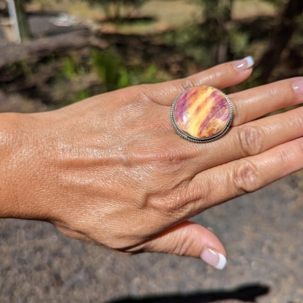 Navajo Statement Ring Spiny Oyster Sterling‎ Silver Beautiful Signed*** - Picture 7 of 10